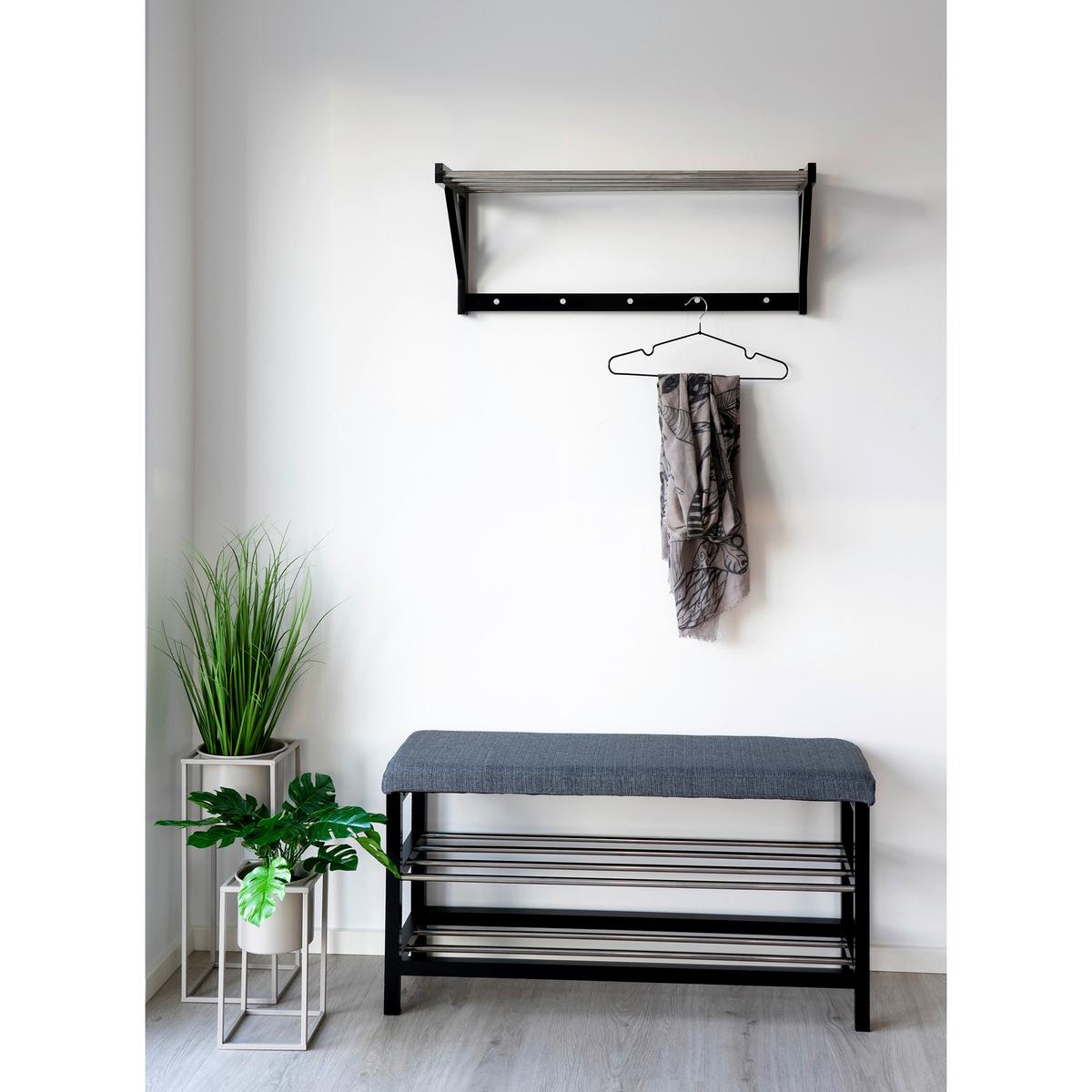 Schuhbank Padova Schwarz - Schwarz/Grau, Design, Holz/Textil (100/50/34cm) - MID.YOU