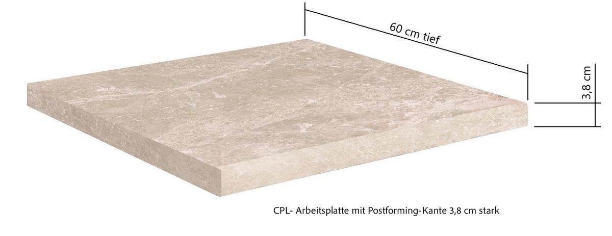 Küchenblock Glasgow m. Geräten Weiß/Eichefarben - Eichefarben/Beige, LIFESTYLE, Holzwerkstoff/Metall (300cm) - Held