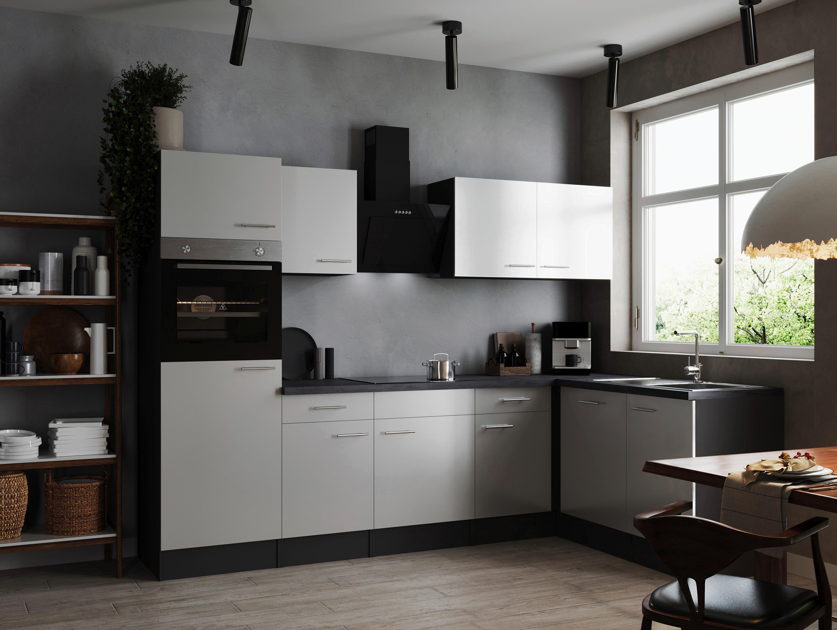 Kotna Kuhinja Z Aparati Oliver, 280x172cm - srebrne barve/siva, Design, kovina/leseni material (280/172cm) - Respekta