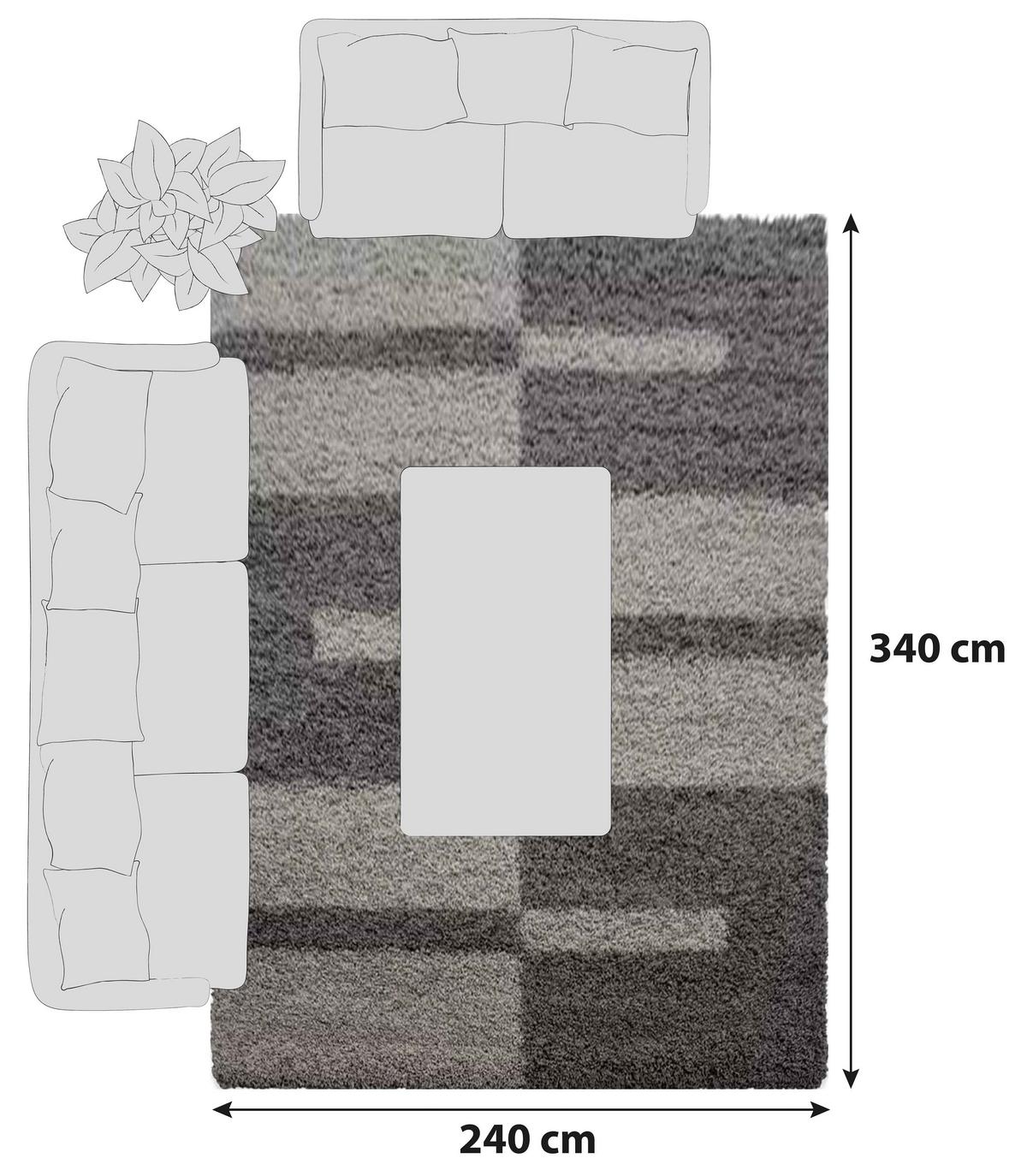 Hochflorteppich Gala Taupe ca. 240x340cm - Taupe, Design, Textil (240/340cm) - Novel