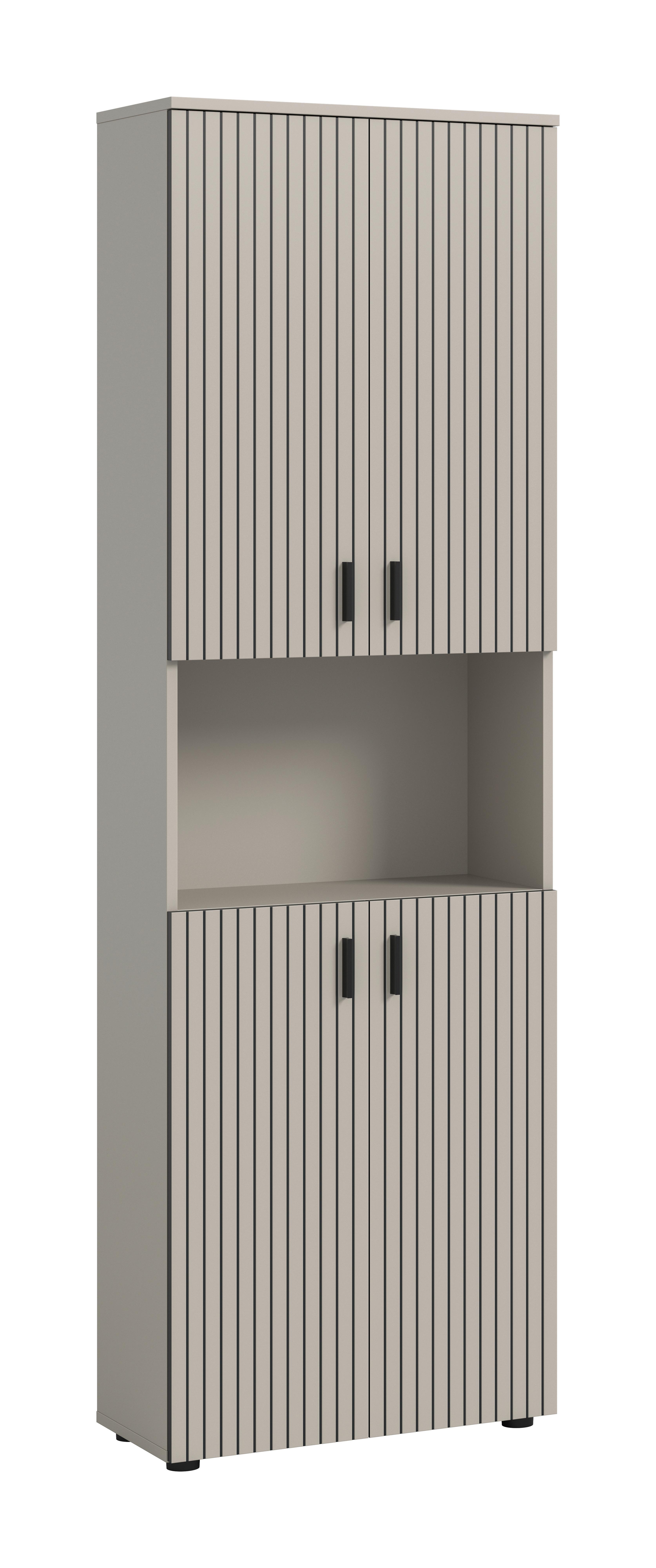 Hochschrank Mone Kaschmir - Kaschmir/Schwarz, Trend, Holzwerkstoff/Kunststoff (60/192/30cm) - MID.YOU
