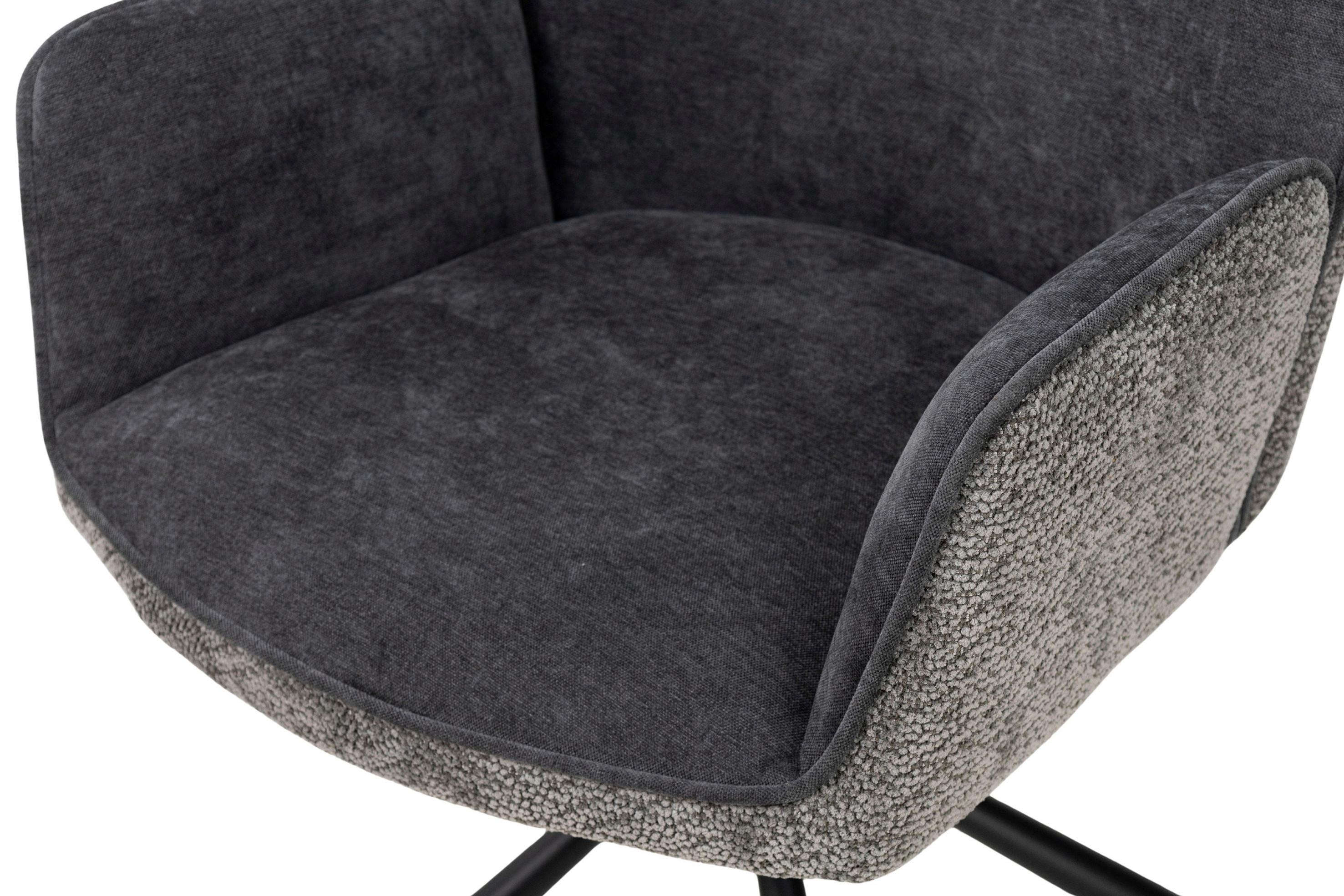 STOL MED ARMSTÖD QUEENS - svart/antracit, Design, metall/textil (60/89/64cm) - Mömax