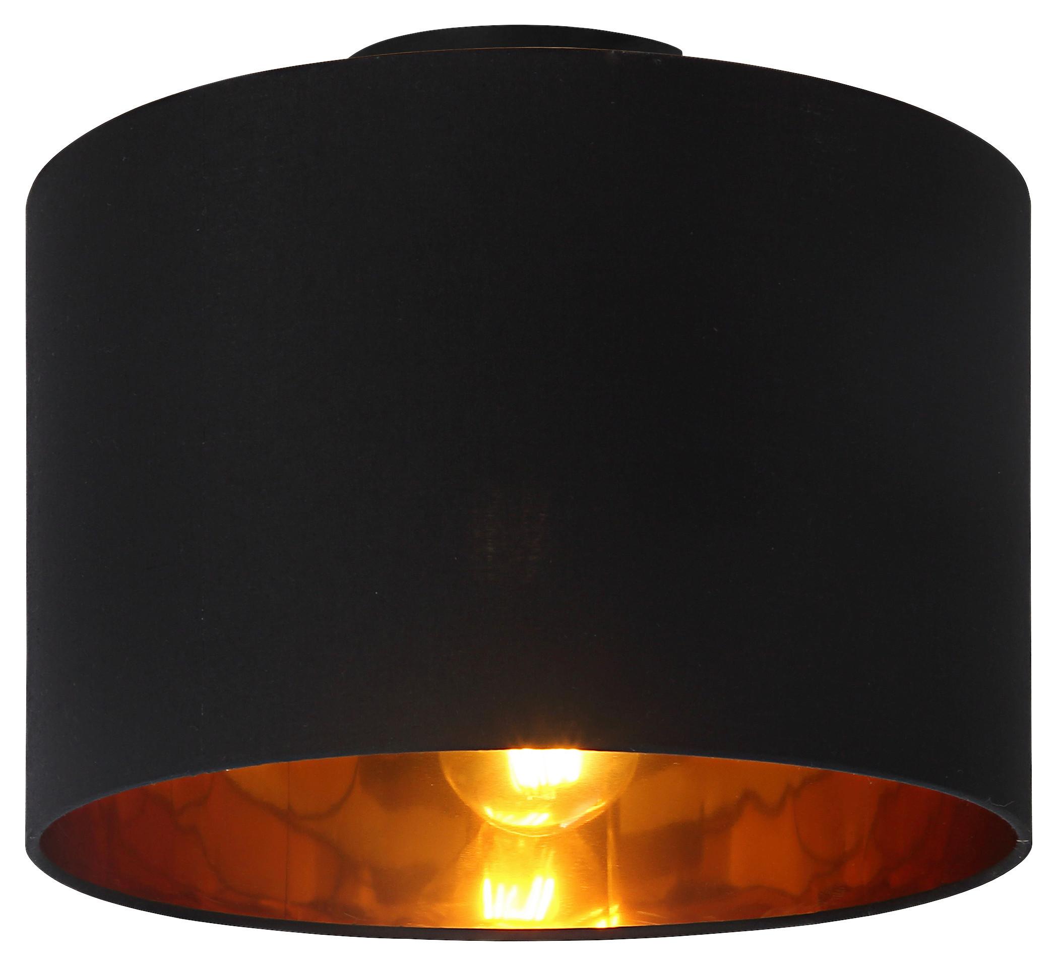 Deckenleuchte Goldi max. 25 Watt - Goldfarben/Schwarz, Modern, Textil/Metall (30cm) - Modern Living