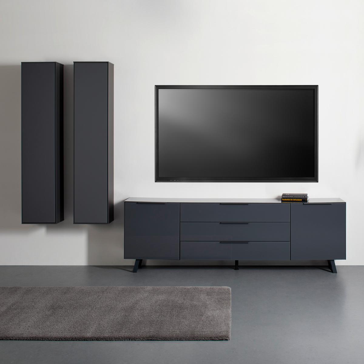 TV-Element Max Box in Anthrazit - Anthrazit/Silberfarben, MODERN, Glas/Holzwerkstoff (235/63/45cm) - Premium Living