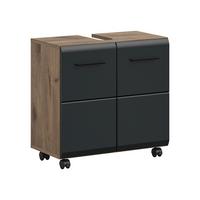 Waschbeckenunterschrank Ice Schwarz/Eiche dunkel - Eiche dunkel/Schwarz, Trend, Holzwerkstoff/Kunststoff (60/58/30cm) - MID.YOU