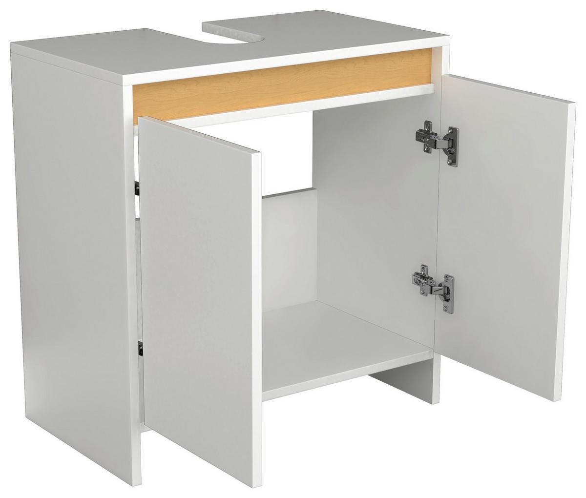 WASCHBECKENUNTERSCHRANK MALIRA - Honigeiche/Weiss, Modern, Holzwerkstoff (58/60/33cm) - MID.YOU