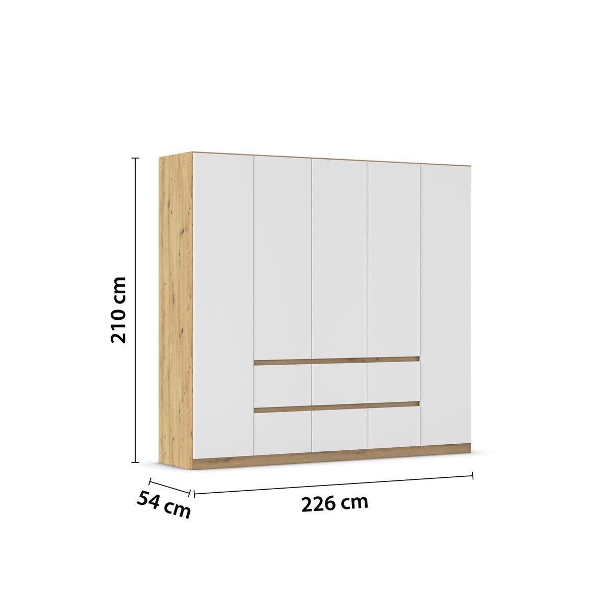 DULAP  USI ROTATIVE MAINZ - alb/stejar Artisan, Basics, material pe bază de lemn (226/210/54cm) - Modern Living