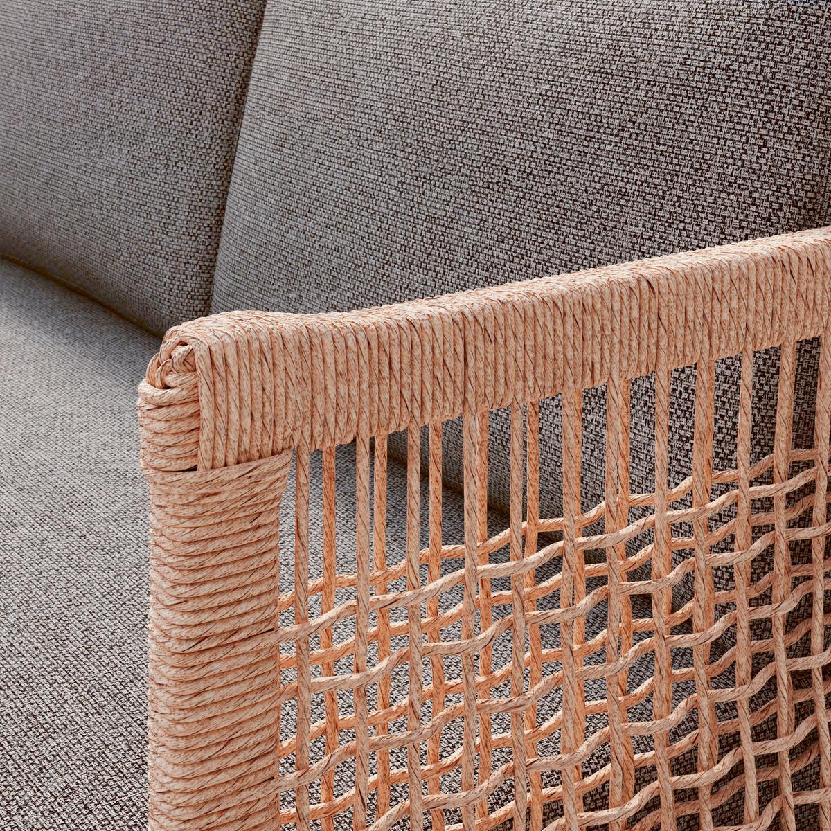 Baštenska Garnitura Emmi - prirodna boja/braon, Moderno, staklo/tekstil (256/68/68cm) - Mömax