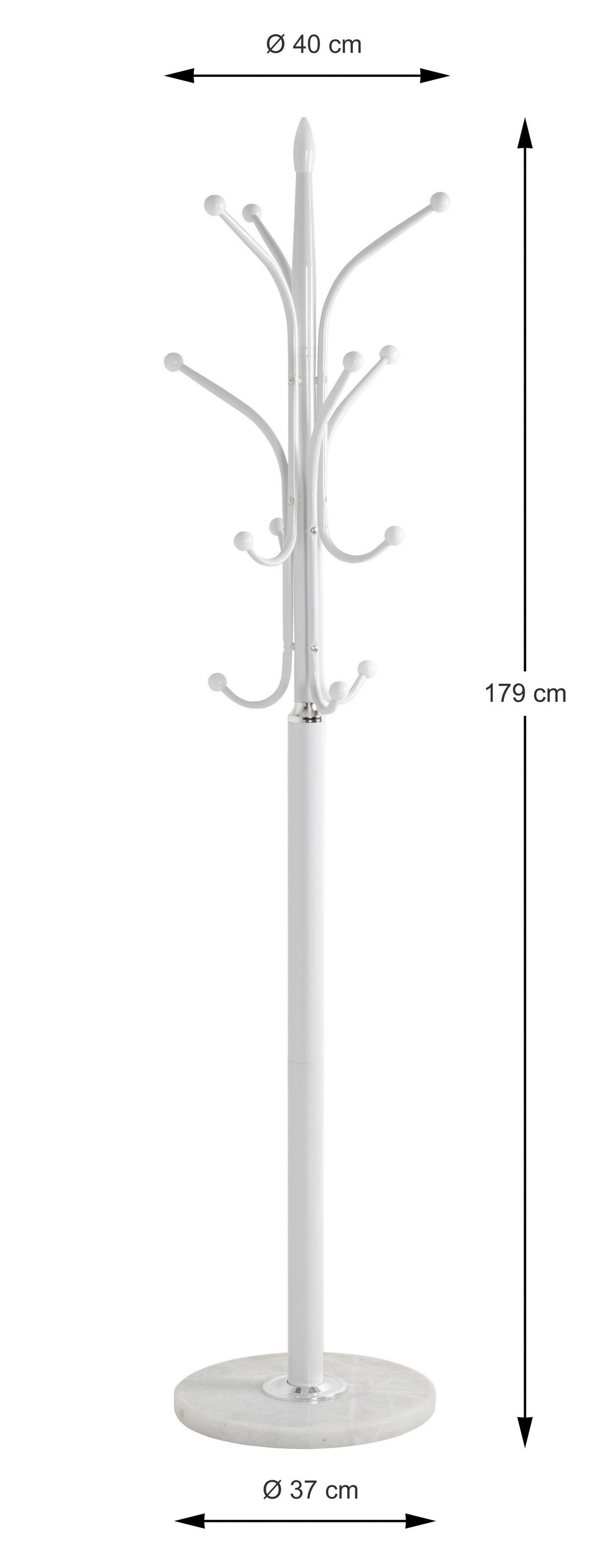 STOJAK NA UBRANIA MOBI - biały, Design, kamień/metal (40/177/40cm) - Carryhome