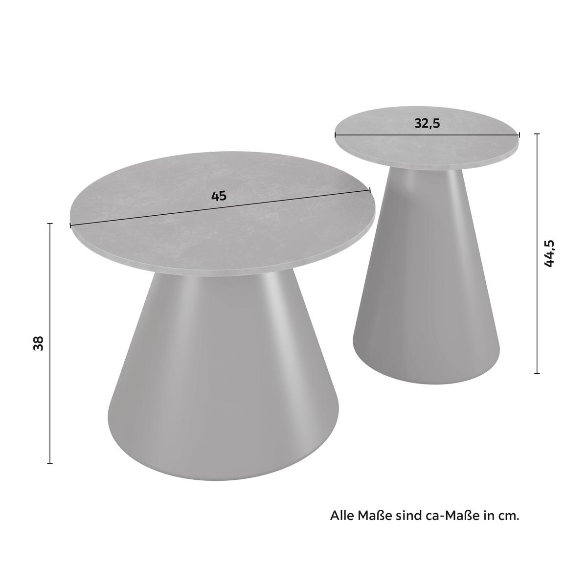 Couchtisch Mila 2er Set Dunkelgrau/Schwarz - Dunkelgrau/Schwarz, MODERN, Stein/Metall - Bessagi Home