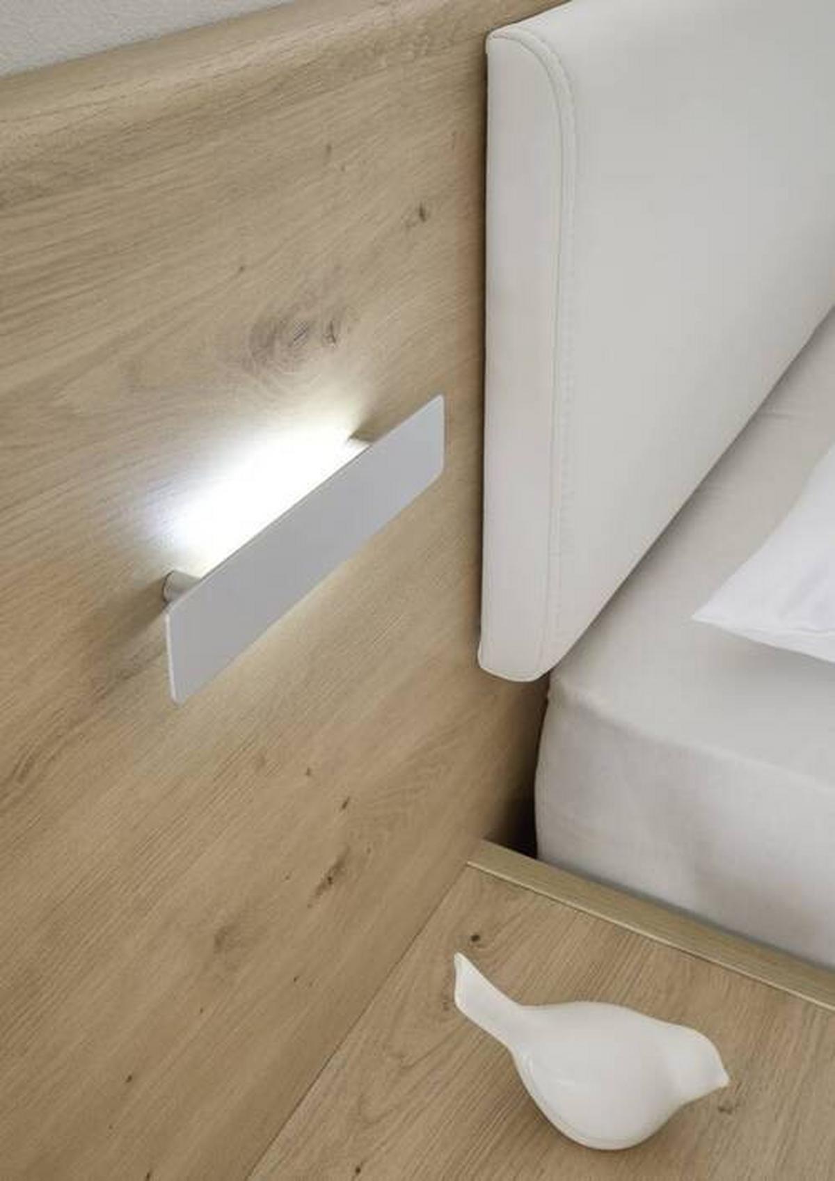 Postelja Catania, Hrast, Bela, 2 X Led, 180x200 - črna/bela, Moderno, umetna masa/tekstil (180/200cm) - Livetastic