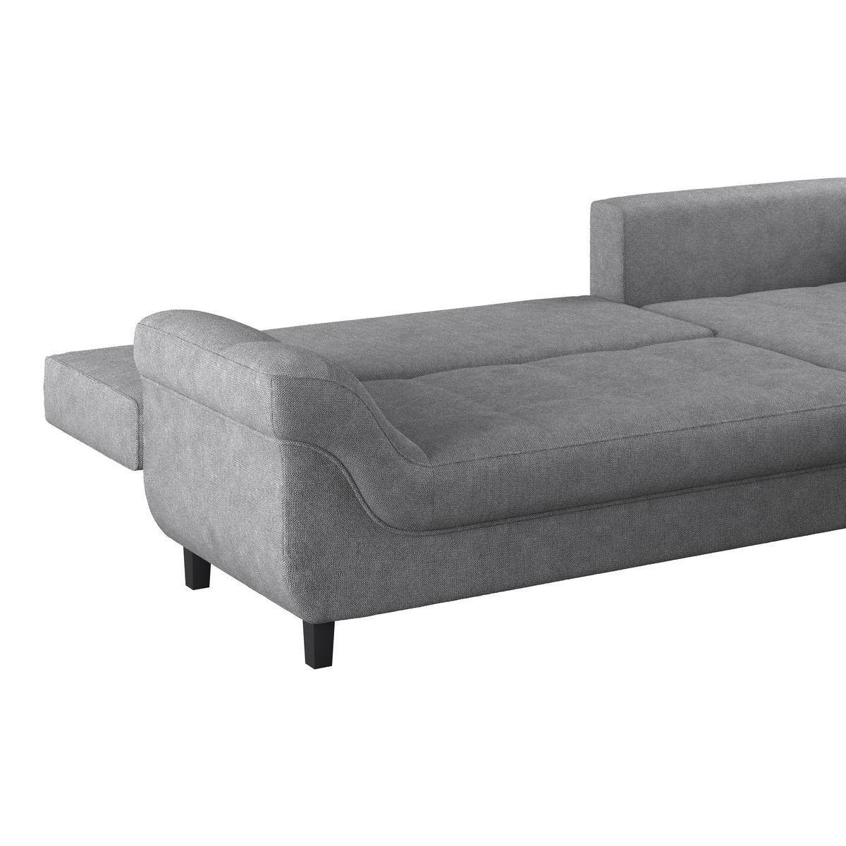 Sedežna Garnitura Mendoza, Siva, Ležišče, Predal - siva/črna, Design, tekstil/les (309/197cm) - Mömax