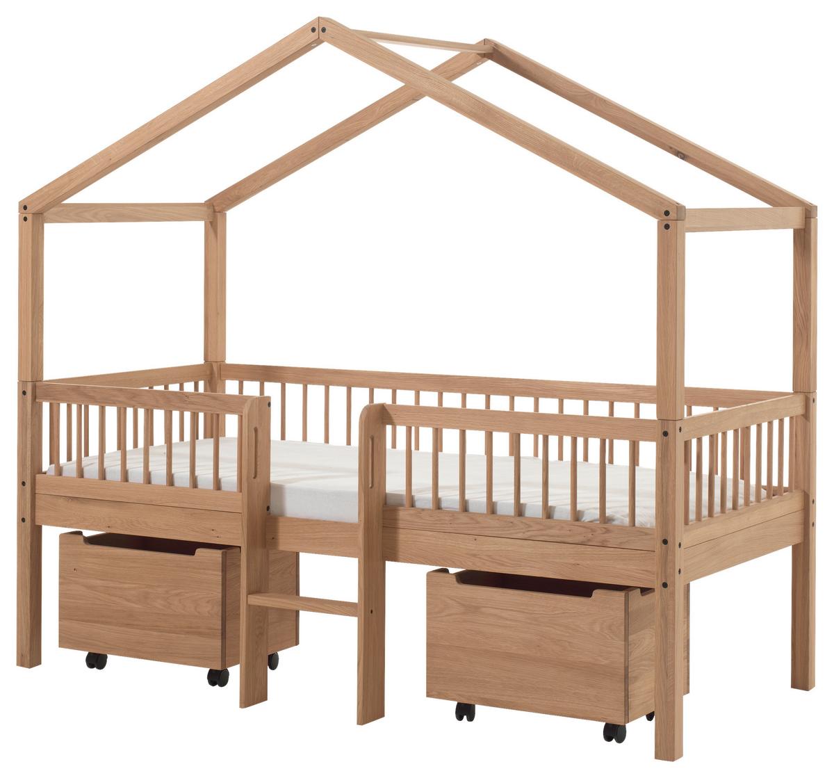Hausbett FORREST Eichefarben ca. 90x200 cm Bettladen - Eichefarben/Eschefarben, MODERN, Holz (90/200cm) - Vipack