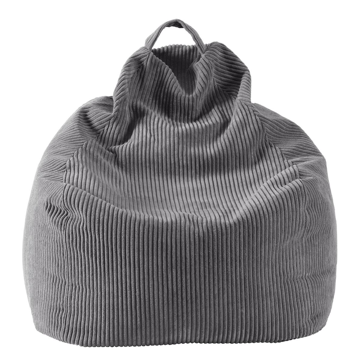 Sitzsack Cord mit Zip ca. 80x85x80 cm Anthrazit - Anthrazit, Trend, Textil (80/85/80cm) - Livetastic