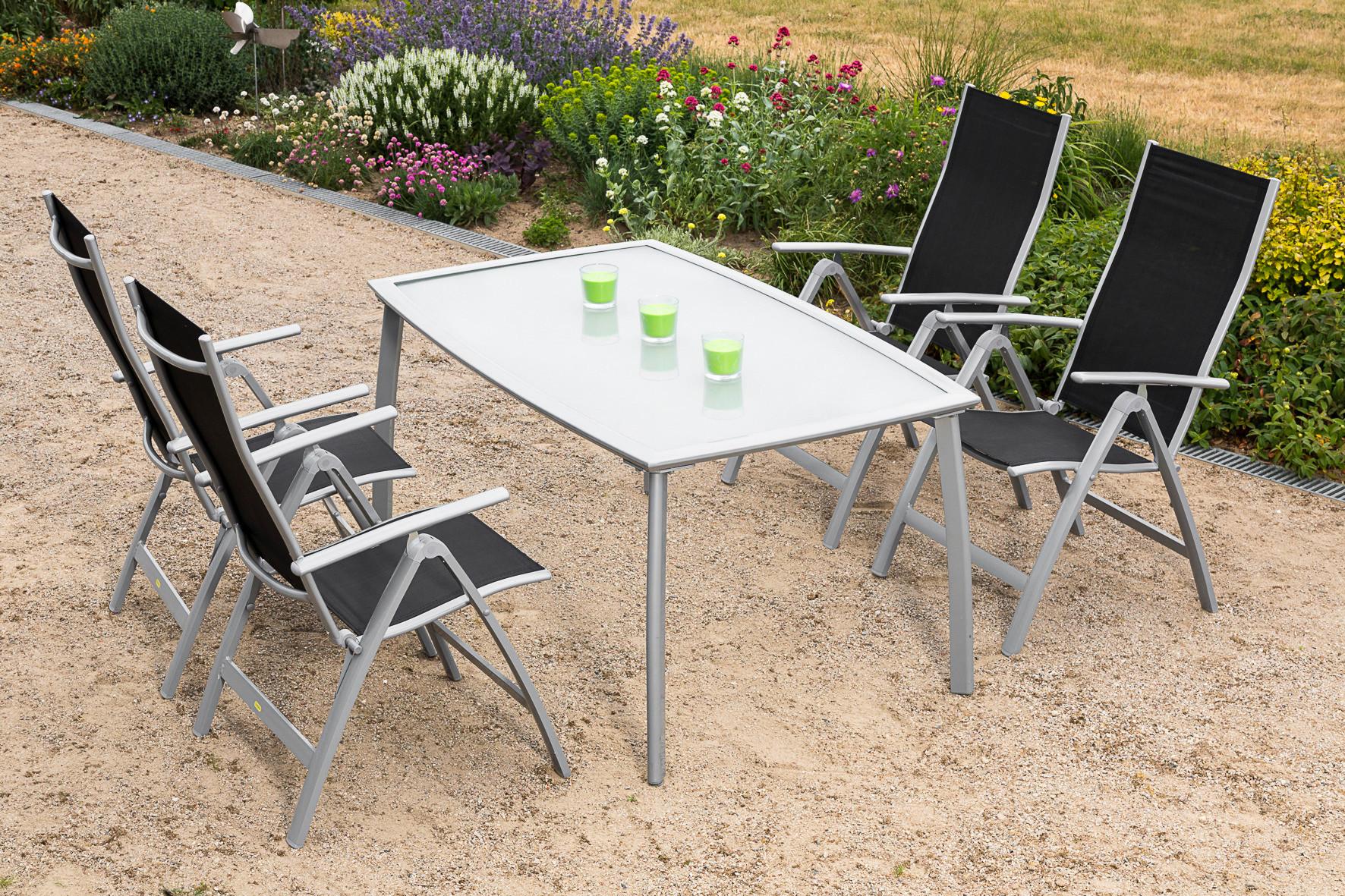 Gartentisch ca. 150x90 cm Alu Silber/Glas - Silberfarben, MODERN, Glas/Metall (150/90/74cm) - Gardenson