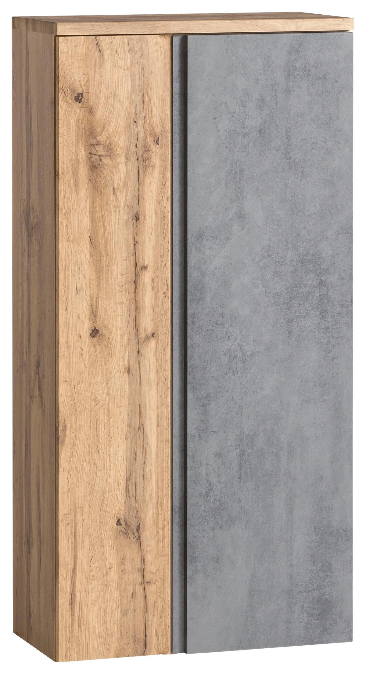 Midischrank Varese ca. 65x130 cm Hellgrau/Eiche - Eiche Wotan/Hellgrau, MODERN, Holzwerkstoff (65/130/35cm) - Held