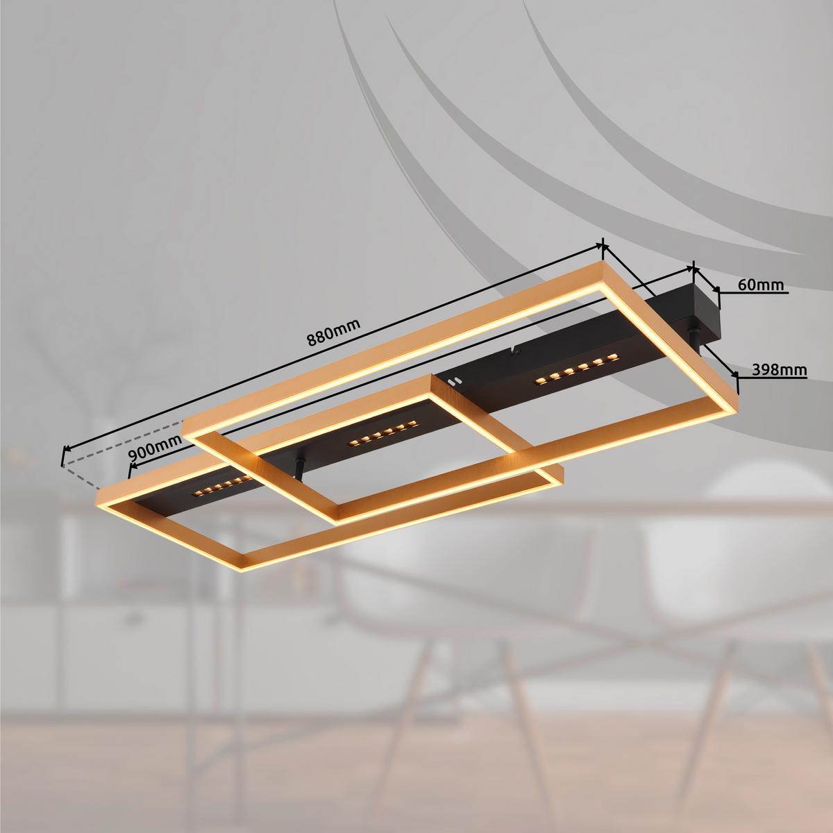Stropna Led-svetilka Luffy, S Sijalko - zlate barve/črna, Design, kovina/umetna masa (90/39,8/10,2cm)