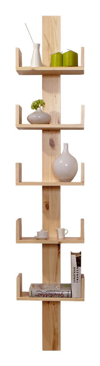 Stenski Regal Pepe, Bor, Masivno, Naravna - barve bora, Natur, les (35/180/17cm) - MID.YOU