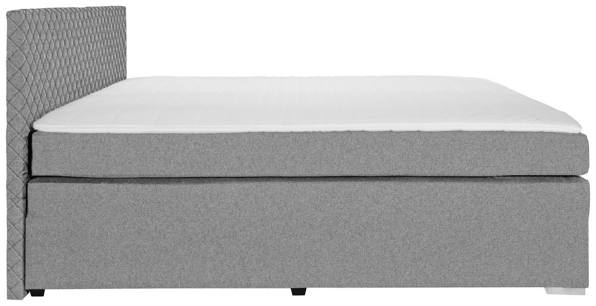 Boxspringbett Mali Based Silberfarben ca. 180x200cm - Chromfarben/Silberfarben, KONVENTIONELL, Textil (180/200cm) - Based