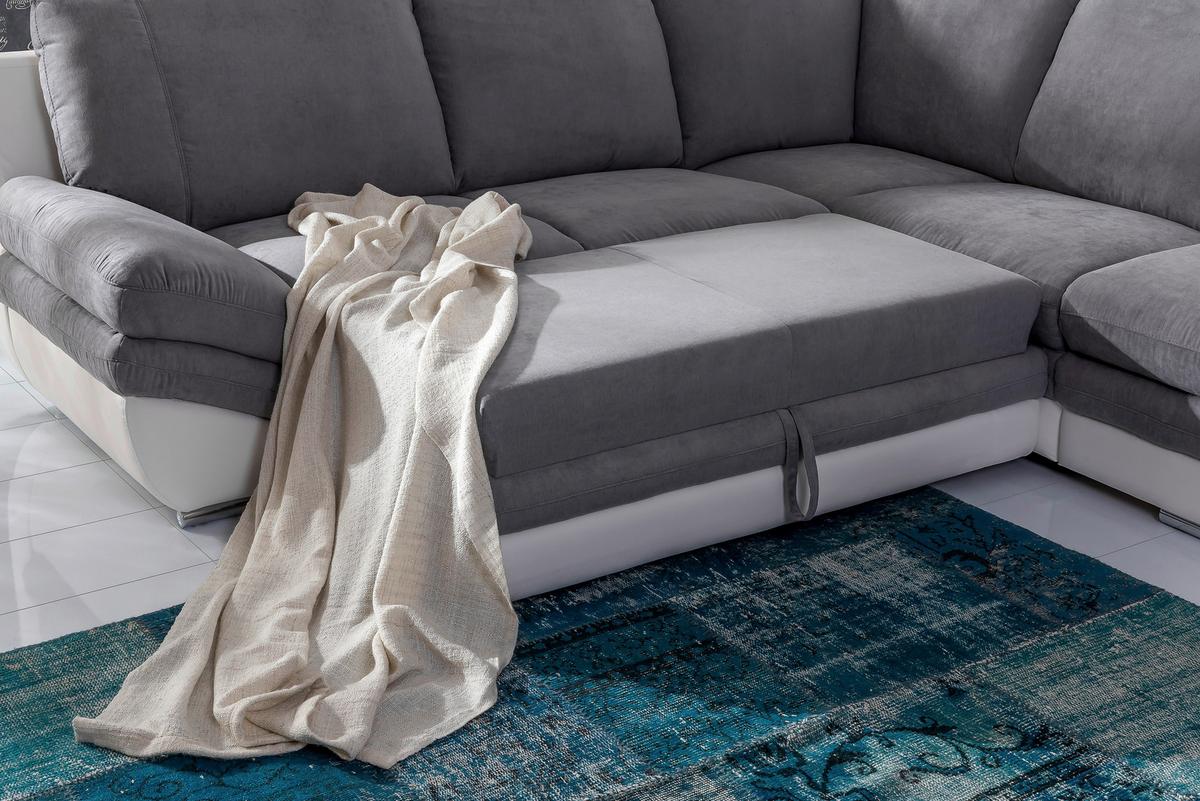 Wohnlandschaft "Nardo" , dunkelgrau - Chromfarben/Dunkelgrau, MODERN, Textil/Metall (264/221cm) - MID.YOU