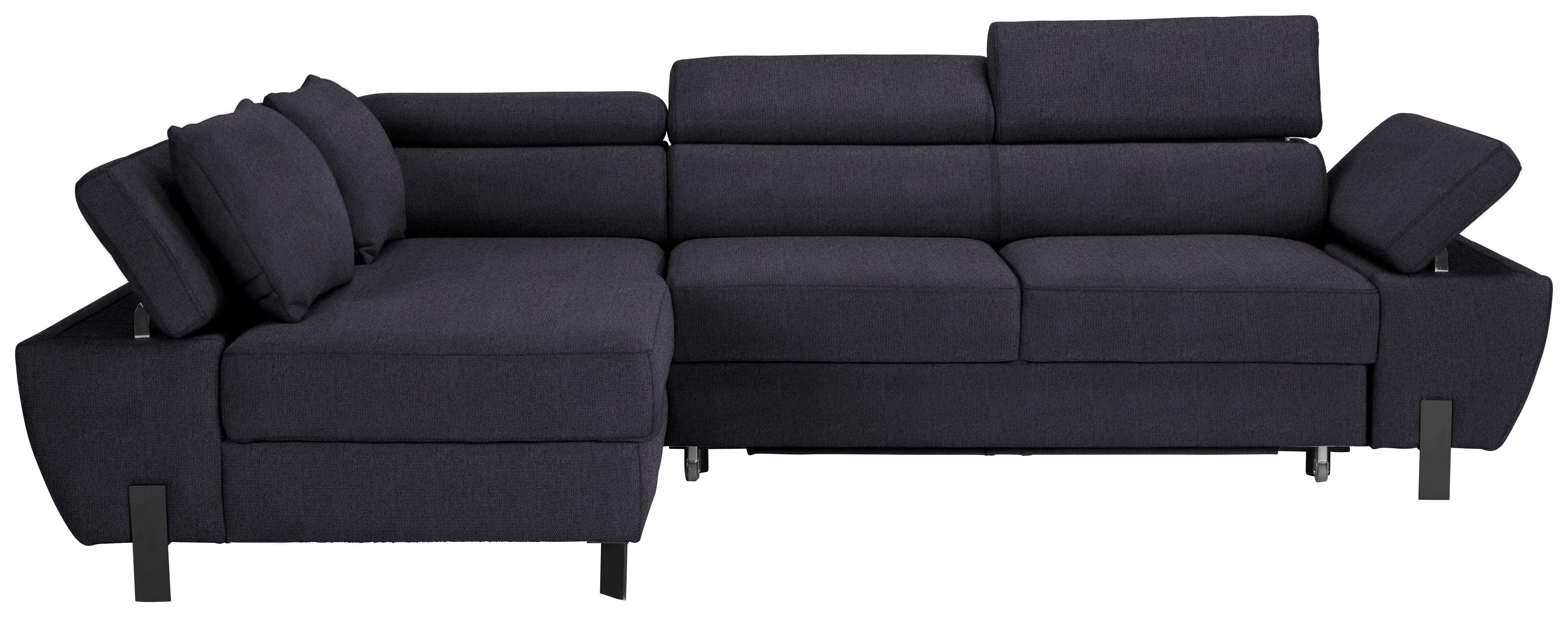 Ecksofa in Dunkelblau - Schwarz/Dunkelblau, Modern, Textil/Metall (93/90/277cm) - Mömax