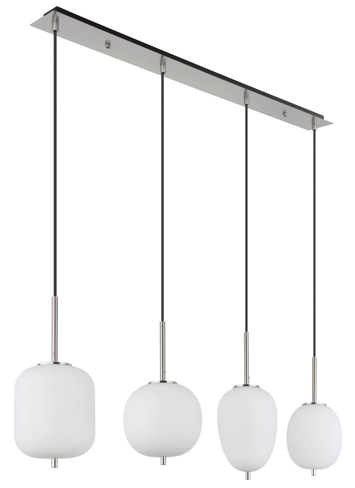 HÄNGELEUCHTE 15345-4NO - Opal/Schwarz, Trend, Glas/Kunststoff (110/18,5/120cm) - Globo