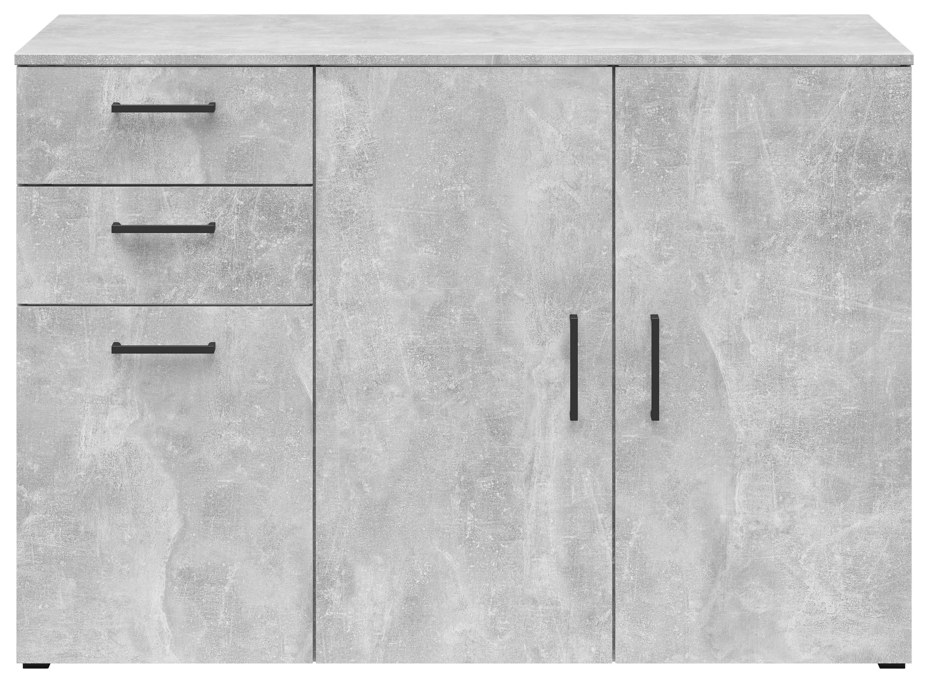 Kommode Multistauraum Betonoptik - Anthrazit/Schwarz, MODERN, Holzwerkstoff/Kunststoff (120/83/52cm) - Mömax