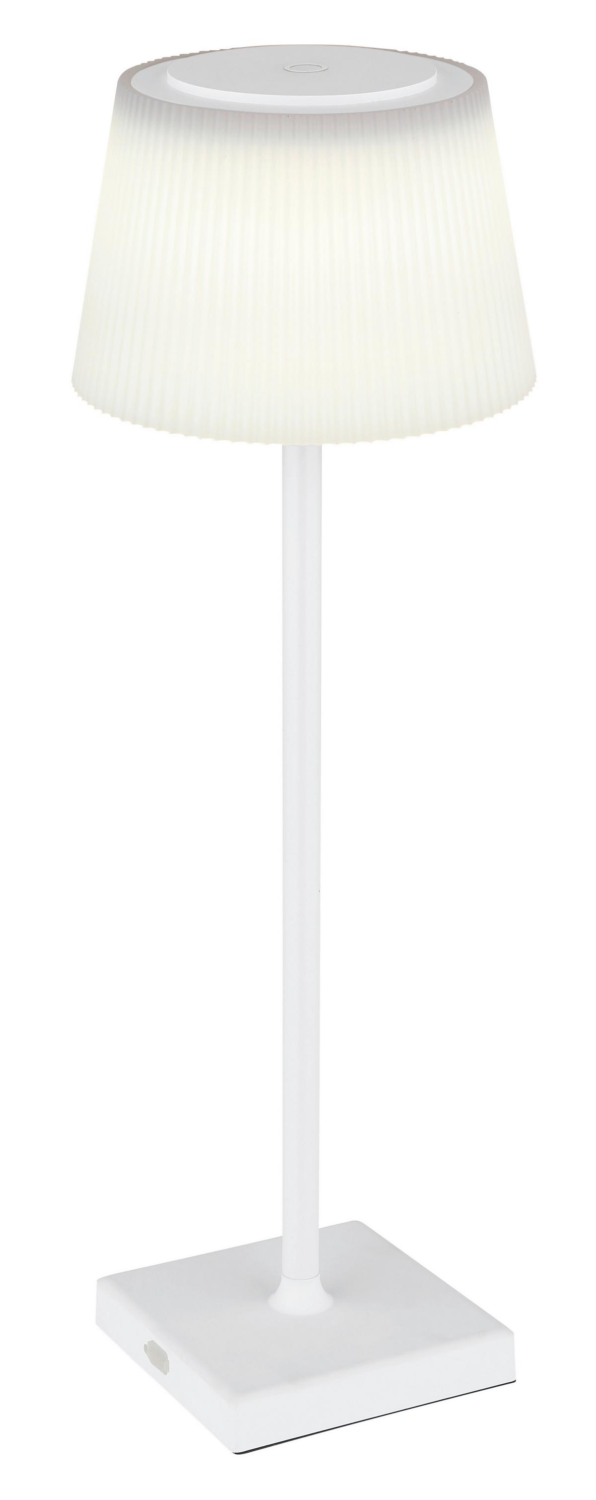 Akku-Tischleuchte Gregoir Weiß max. 4 Watt - Weiß, KONVENTIONELL, Kunststoff/Metall (13,1/38cm) - Globo