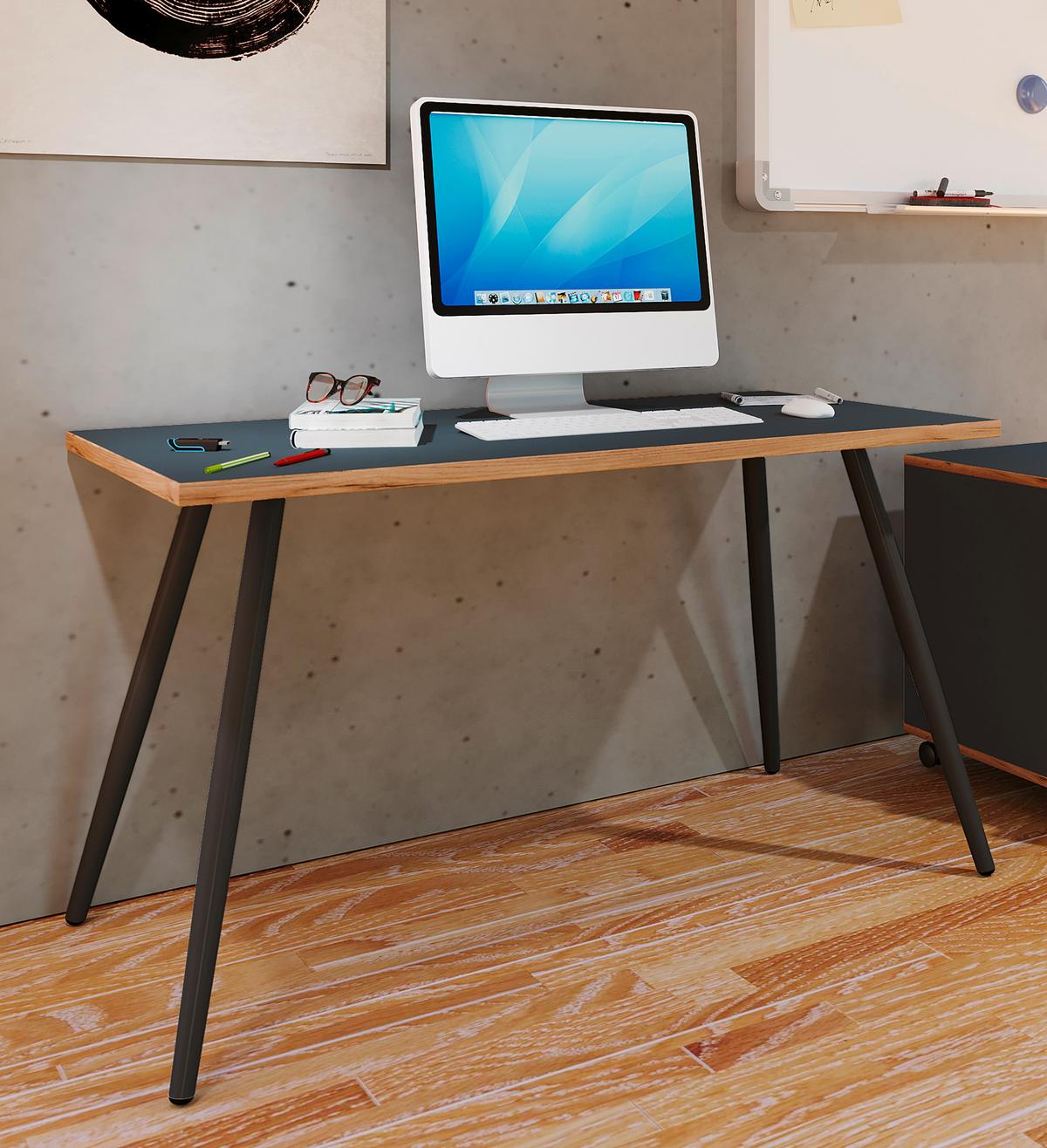SCHREIBTISCH SALIA T80 - Honigeiche/Anthrazit, Design, Holzwerkstoff/Metall (138/80/70cm) - MID.YOU