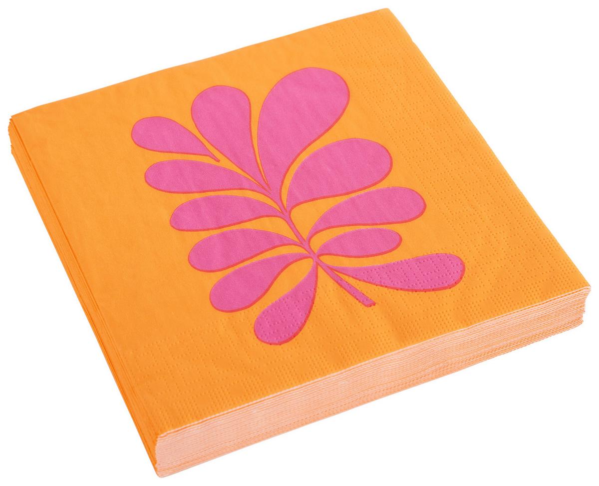 Serviette Kai in Orange ca. 33x33cm - Pink/Orange, Papier (33/33cm)