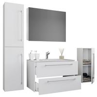 Kopalnica Badinos, Bela - siva/bela, Moderno, kovina/leseni material (127cm) - MID.YOU