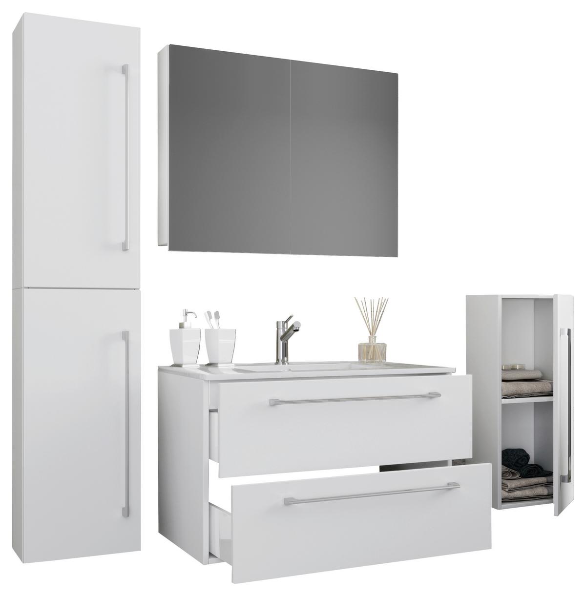 Kopalnica Badinos, Bela - siva/bela, Moderno, kovina/leseni material (127cm) - MID.YOU