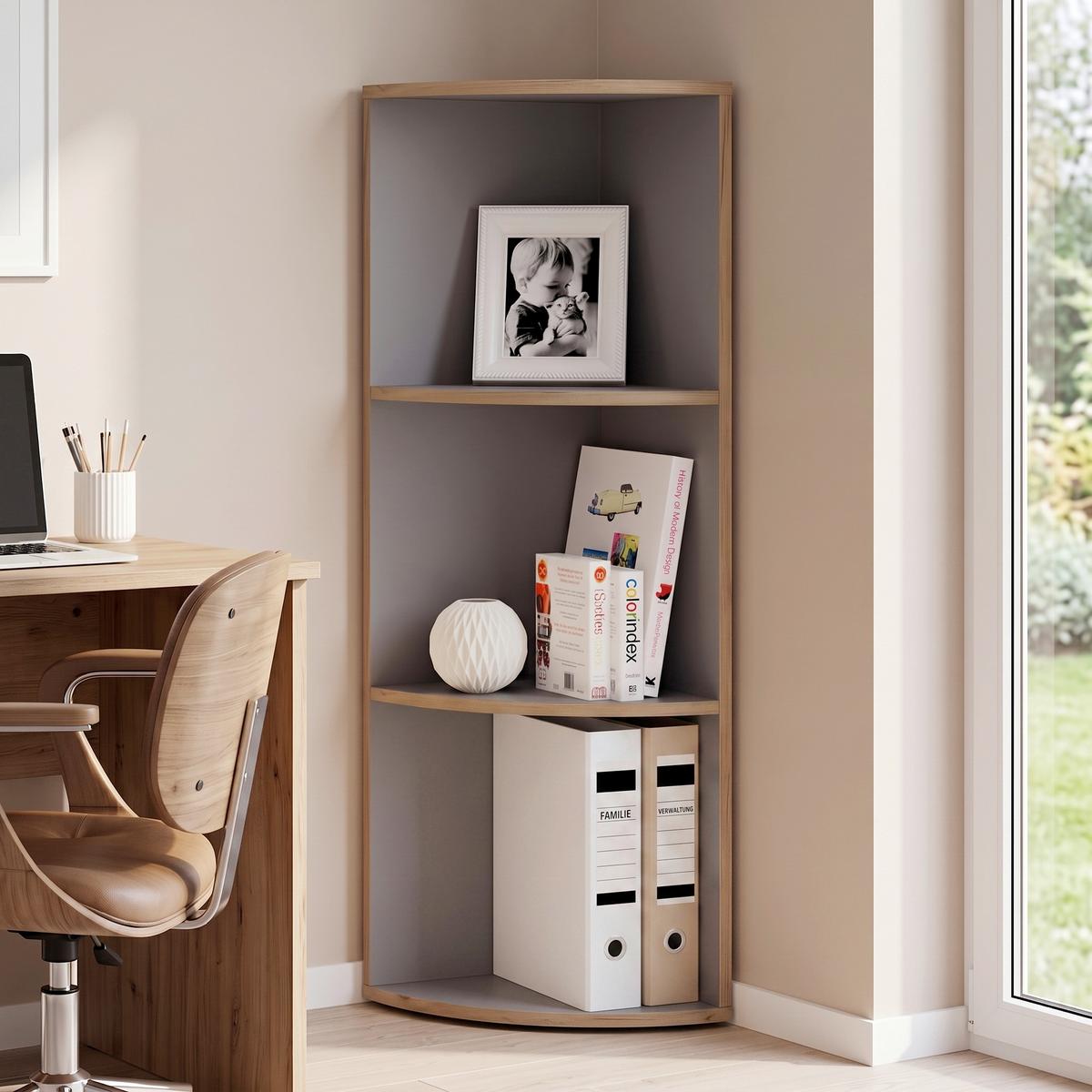 Eckregal Salia Anthrazit/Honigeiche - Honigeiche/Anthrazit, Design, Holzwerkstoff/Kunststoff (33/110/33cm) - Livetastic