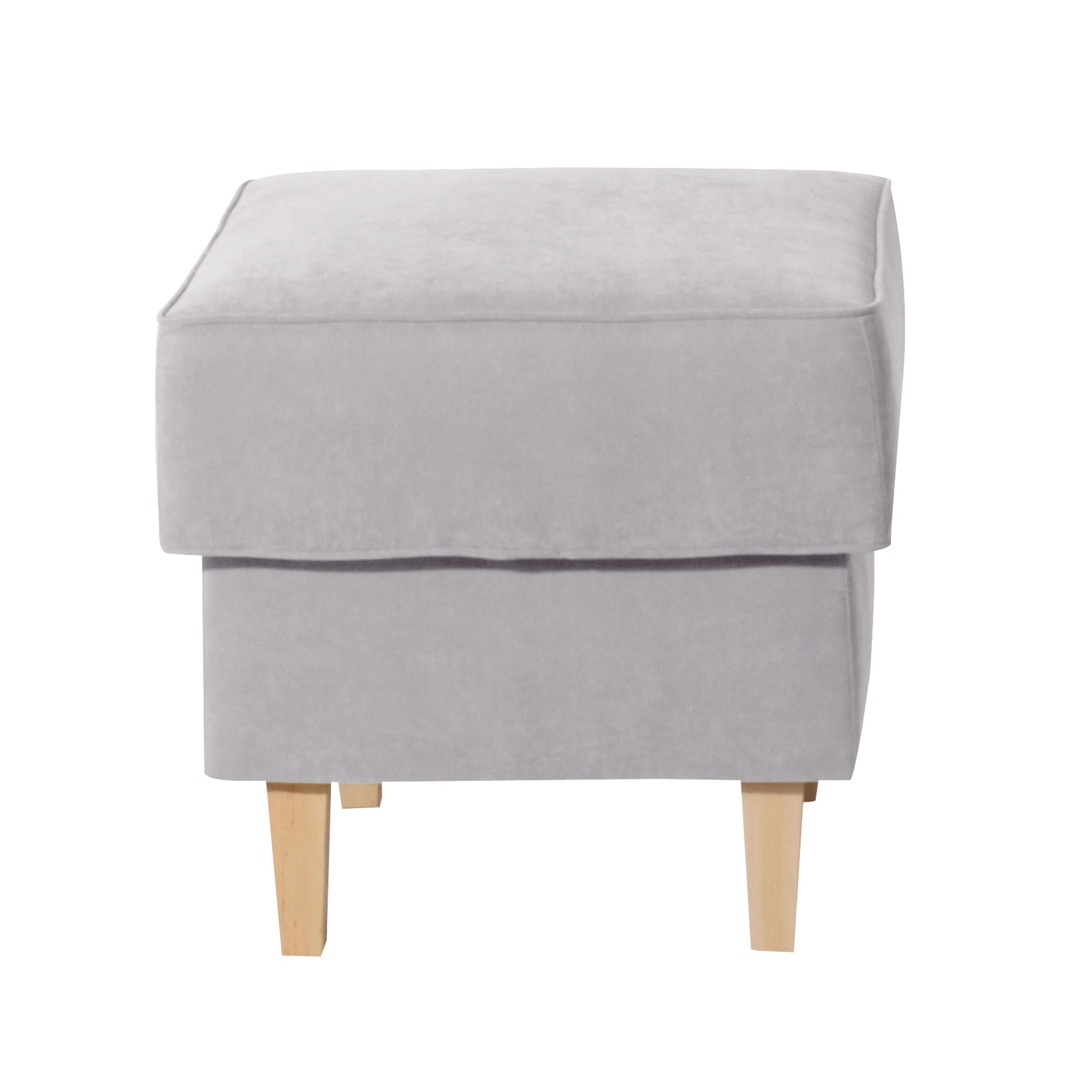 HOCKER LORRIS - Silberfarben/Buchefarben, Design, Holz/Textil (53/45/53cm) - Max Winzer