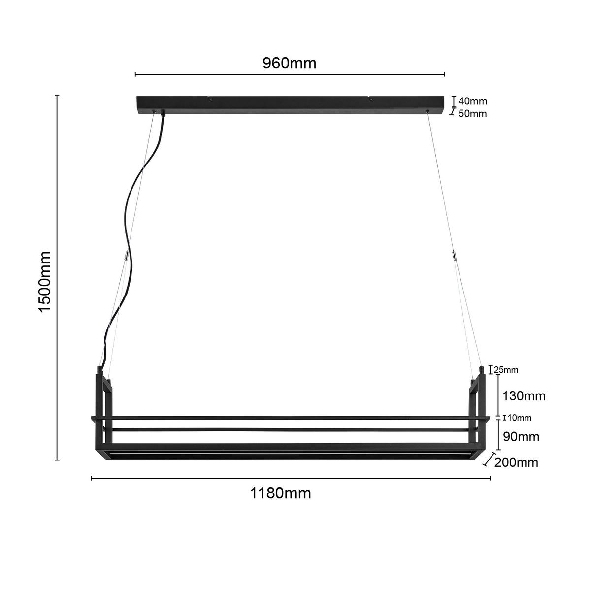 LAMPA WISZĄCA LED BURY *SBN* - czarny, Design, metal (118/22/150cm) - Novel