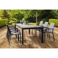 Loungegarnitur 7-tlg Velia Metall/Textil/Keramik - Anthrazit/Schwarz, KONVENTIONELL, Keramik/Textil - Siena Garden