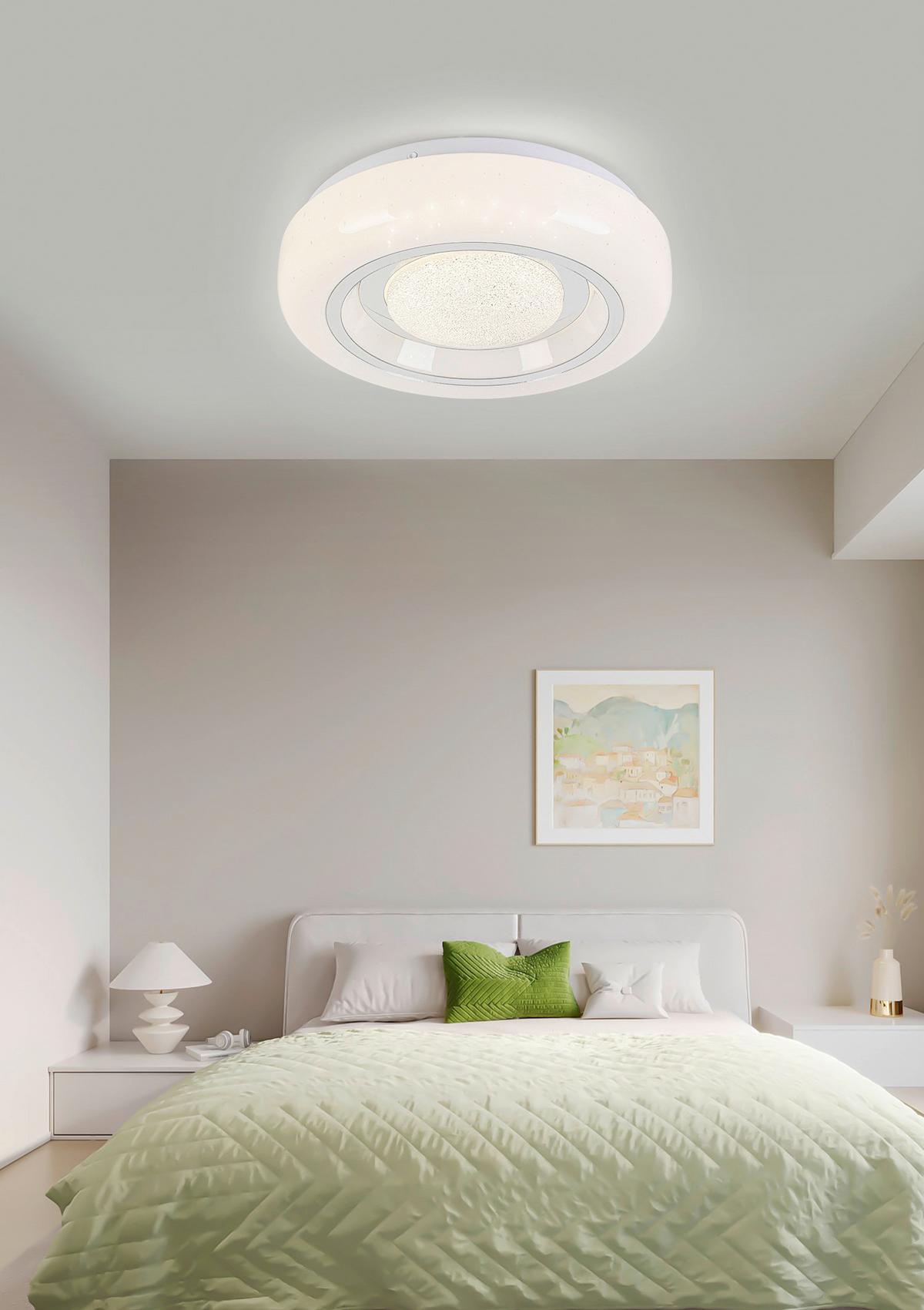 Led-deckenleuchte Ali Weiss/chromfarben Max.12 Watt - Chromfarben/Weiss, Modern, Kunststoff/Metall (26/26/5,5cm) - Mömax