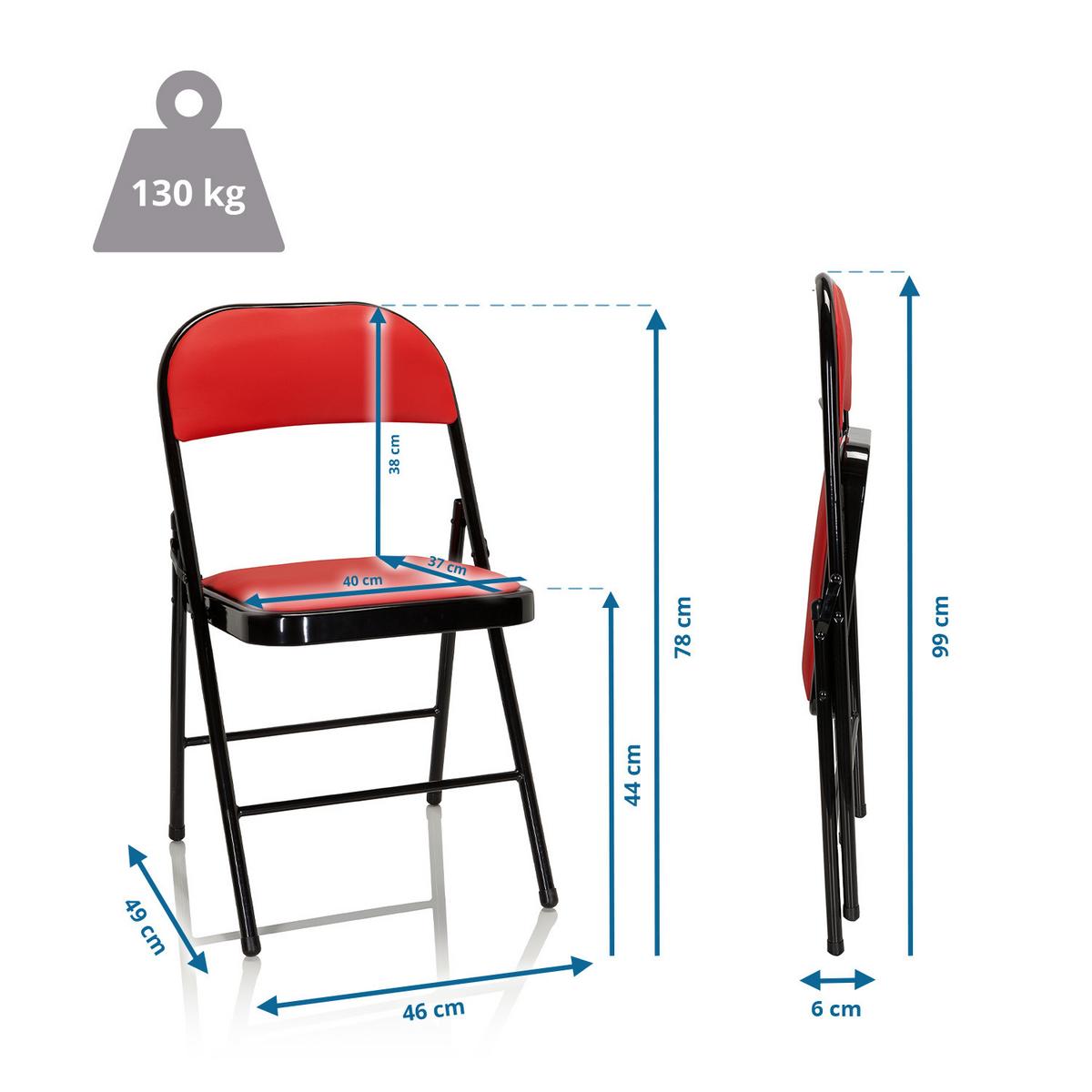Zložljiv Stol Tudela Pu, Rdeča - rdeča/črna, Basics, kovina/tekstil (44/80/49cm) - MID.YOU
