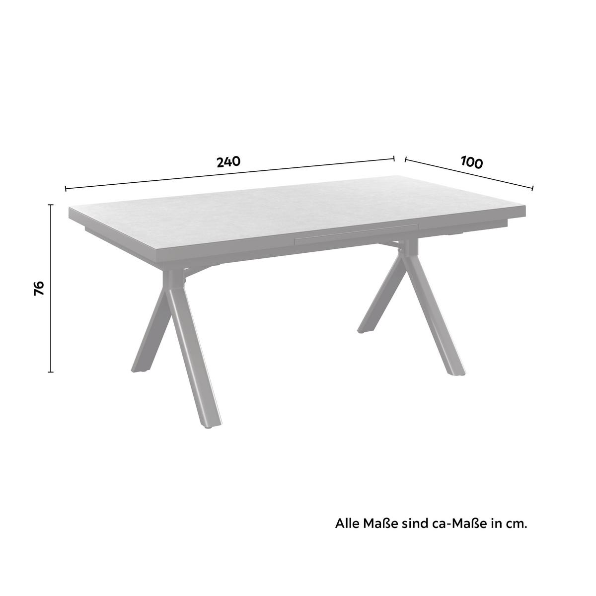 Gartentisch Dublin Dunkelgrau - Dunkelgrau, Basics, Glas/Metall (240/100/76cm)