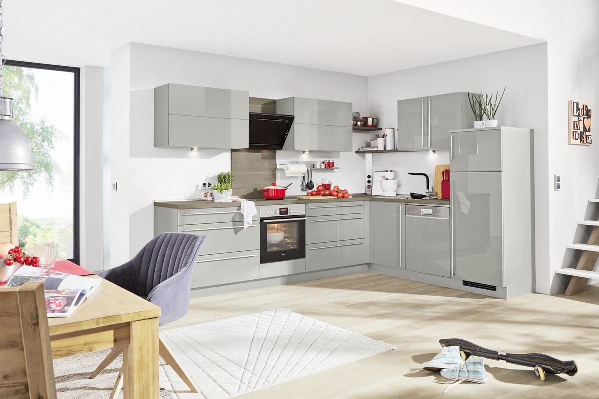 Eckküche Nolte Lux Grau - Grau, MODERN (235/305cm) - Nolte Küchen