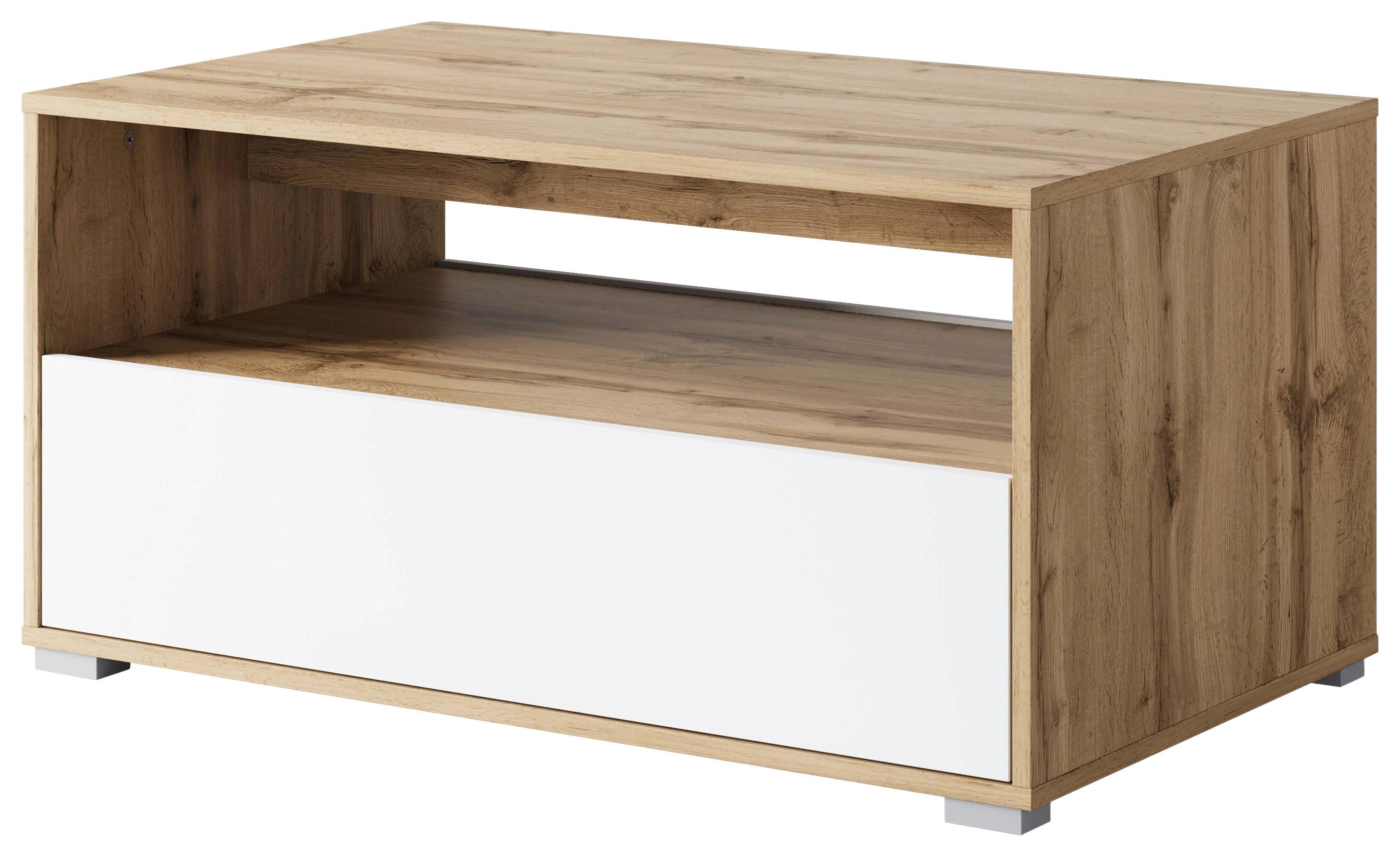 Couchtisch Narobi-II ca. 90x45x55 cm Eiche/Weiß - Eiche Wotan/Weiß, Trend, Holzwerkstoff/Kunststoff (90/45/55cm) - Livetastic