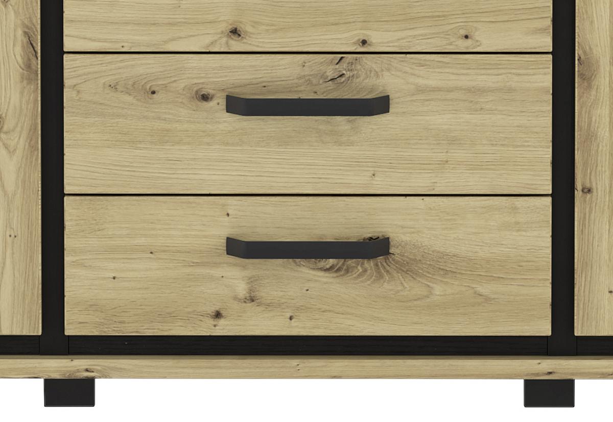 Sideboard "Trondheim" , Schwarz, Eiche - Eichefarben/Schwarz, Basics, Holzwerkstoff/Kunststoff (178.4cm) - Livetastic