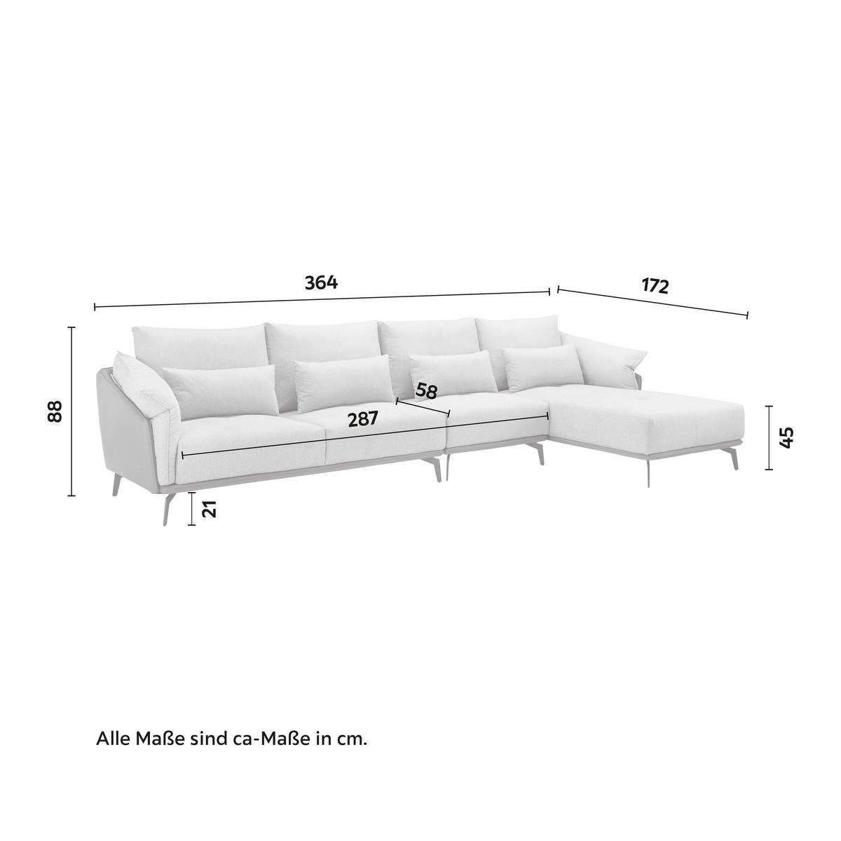 Canapea modulara ELICIA - gri deschis, Modern, lemn/metal (364/88/172cm) - Bessagi Home