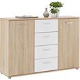 Kommode Weiß/Sonoma Eiche - Silberfarben/Weiß, MODERN, Holzwerkstoff/Kunststoff (132/91/38cm) - Mömax modern living Kommode Weiß/Sonoma Eiche - Silberfarben/Weiß, MODERN, Holzwerkstoff/Kunststoff (132/91/38cm) - Mömax modern living