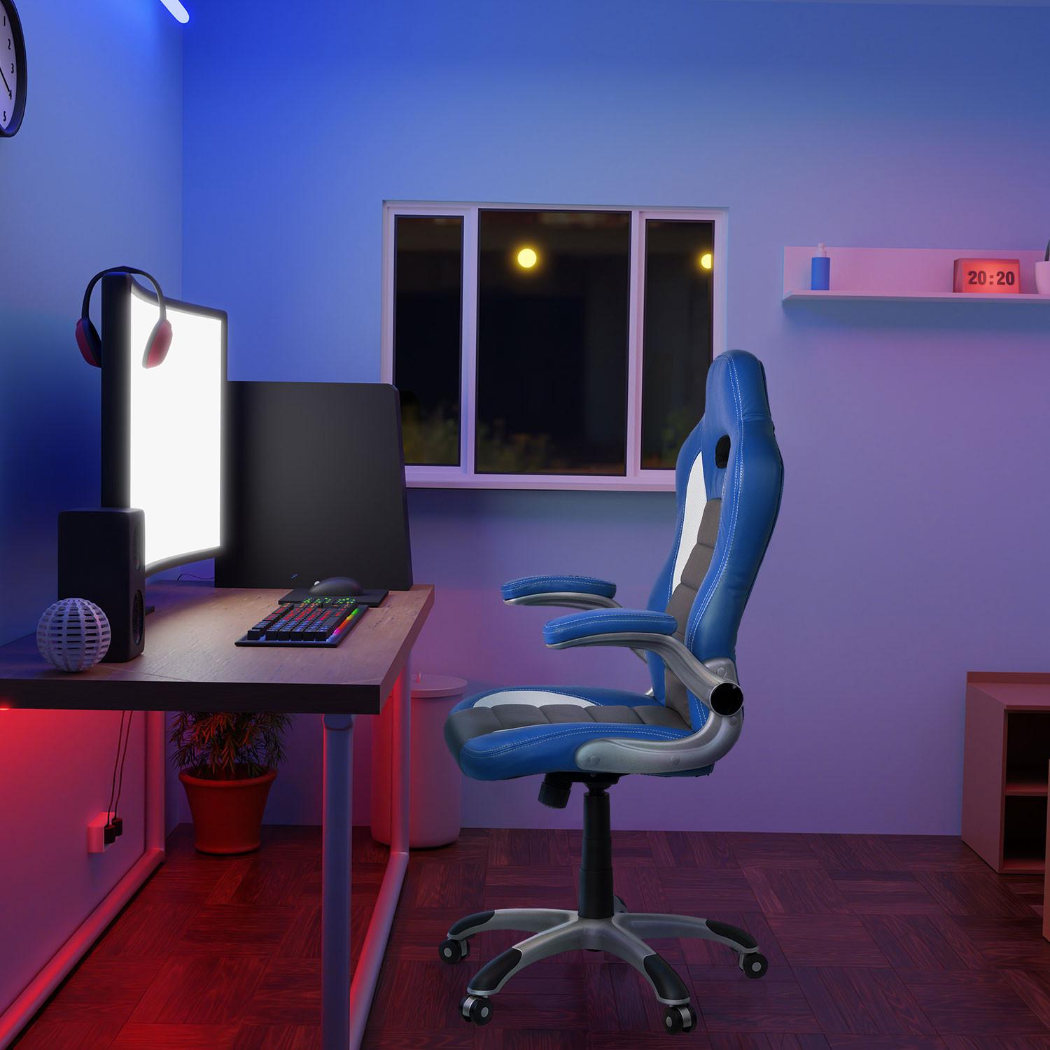 Gaming Stol Game Sport, Črna, Modra, Bela - modra/črna, Moderno, umetna masa/tekstil (64/118/57cm) - MID.YOU