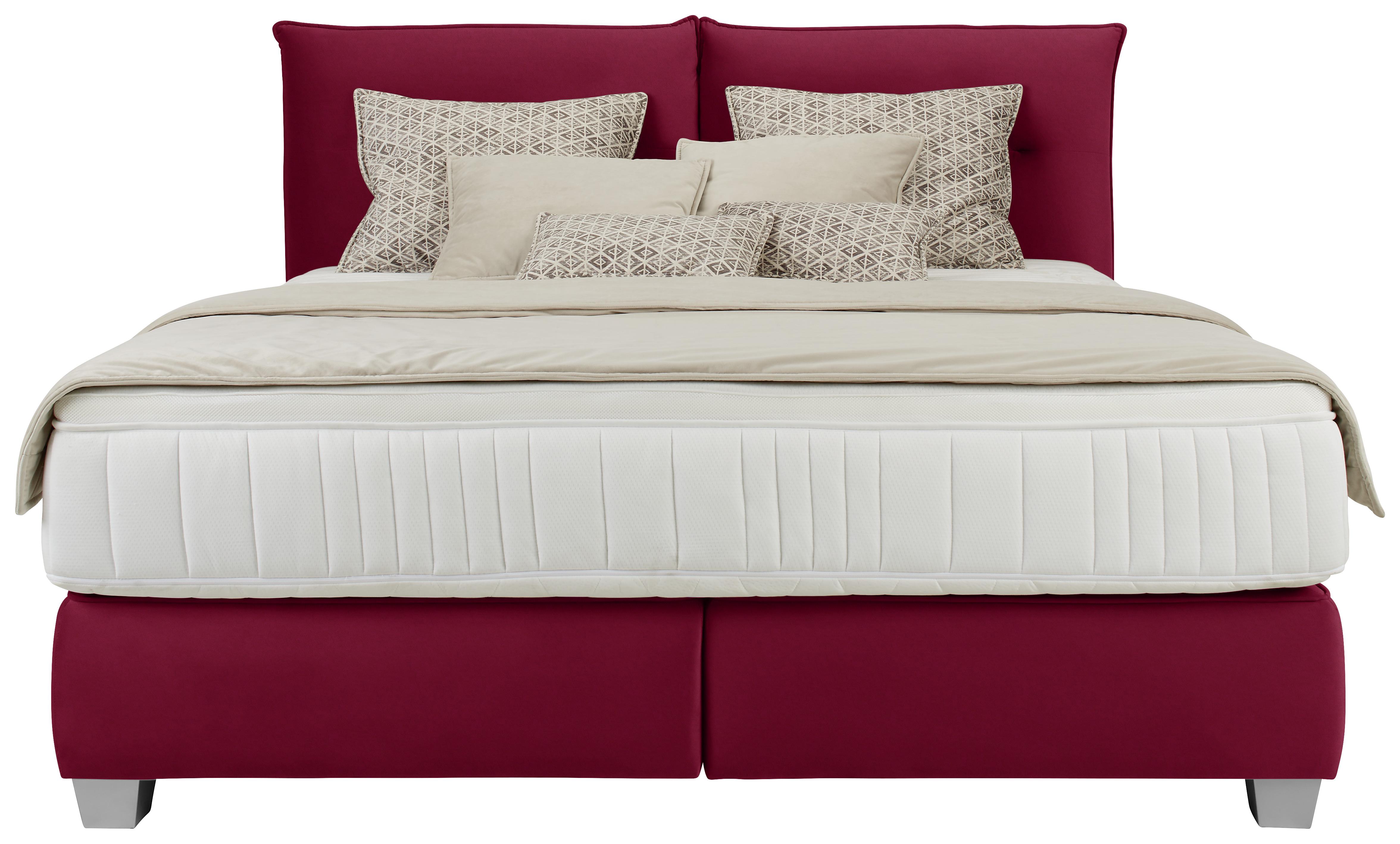 Boxspringbett Fog in Rot ca. 180x200cm - Rot/Silberfarben, Kunststoff/Textil (180/200cm) - Premium Living