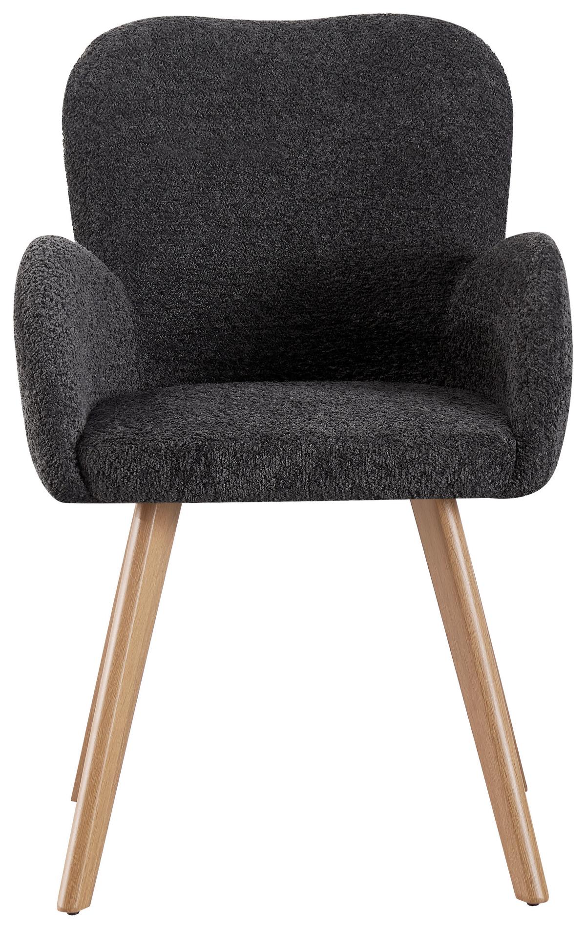 KRZESŁO Z PODŁOKIETNIKAMI LYDIA - kolor dębowy/ciemnoszary, Modern, metal/drewno (57/85/63cm) - MID.YOU