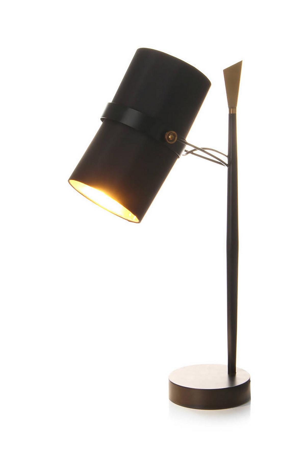 Tischleuchte Tischlampe Novum 110 - Schwarz, Trend, Textil/Metall (25/29/69cm) - Kayoom