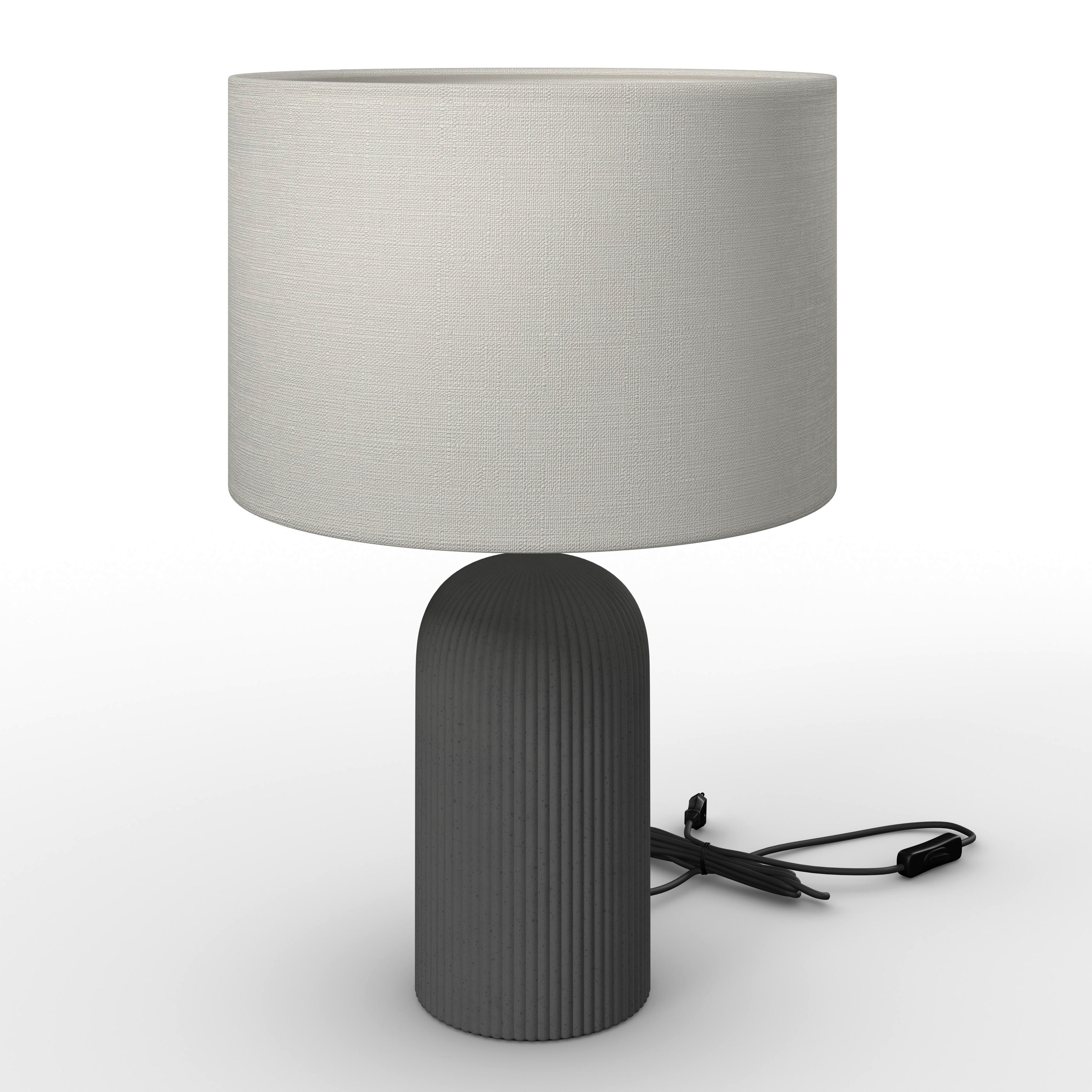 Tischleuchte Lucina Grau/Creme max. 40 Watt - Messingfarben/Creme, MODERN, Keramik/Textil (30/46cm) - Bessagi Home