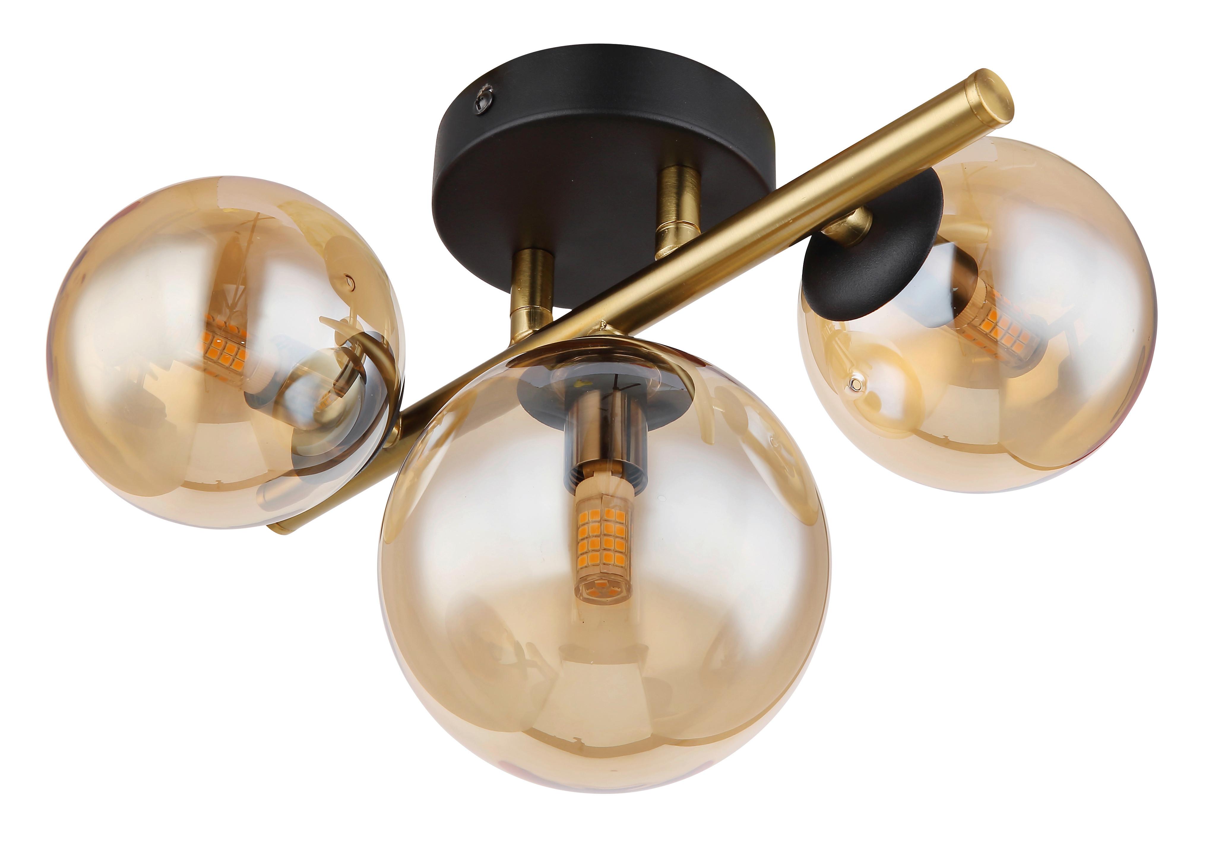 LED-Wandleuchte Riha max. 3,5 Watt - Messingfarben/Schwarz, Design, Glas/Metall (28/21/19cm) - Globo